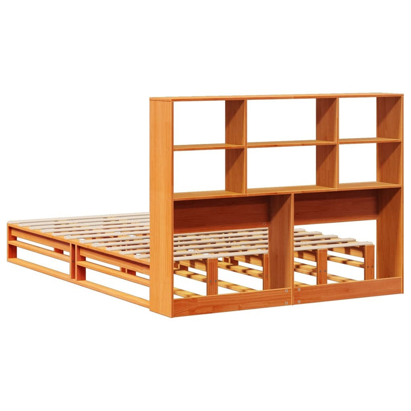 Bookcase Bed without Mattress Wax Brown 120x200 cm Solid Wood