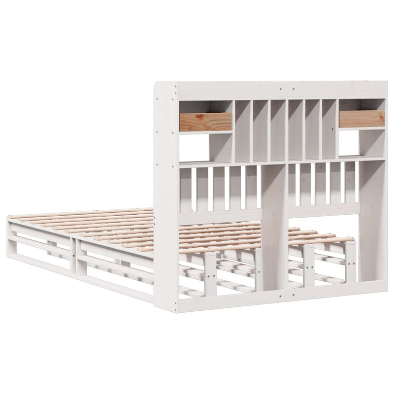 Bookcase Bed without Mattress White 120x200 cm Solid Wood Pine