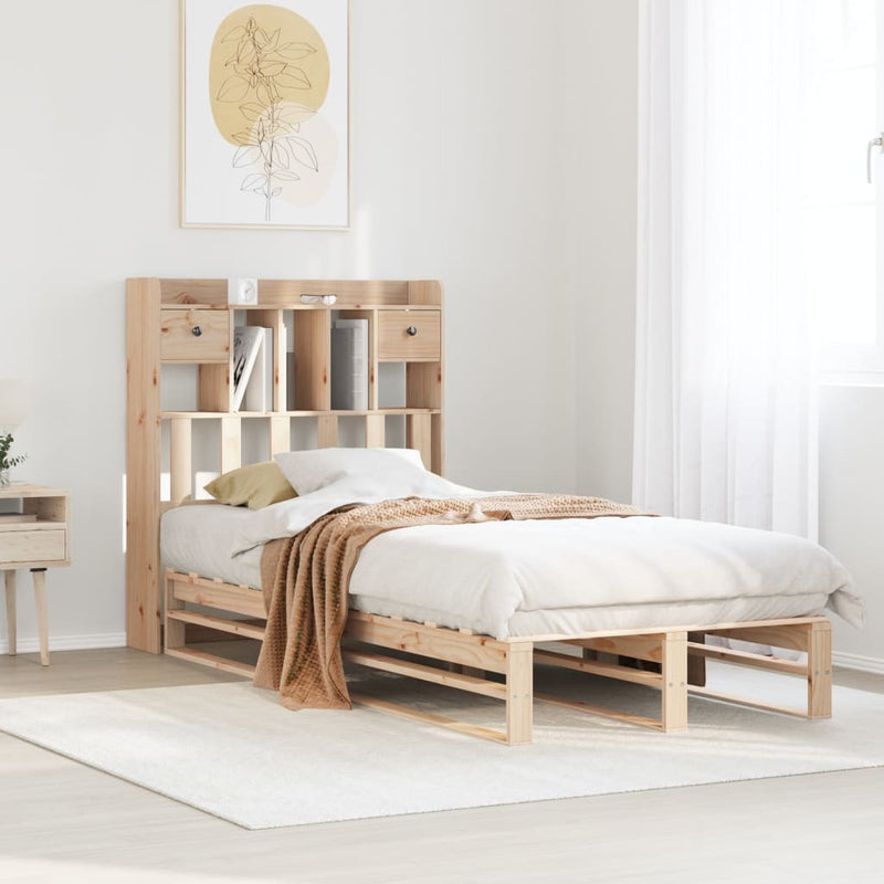 Bookcase Bed without Mattress 90x190 cm Single Solid Wood Pine