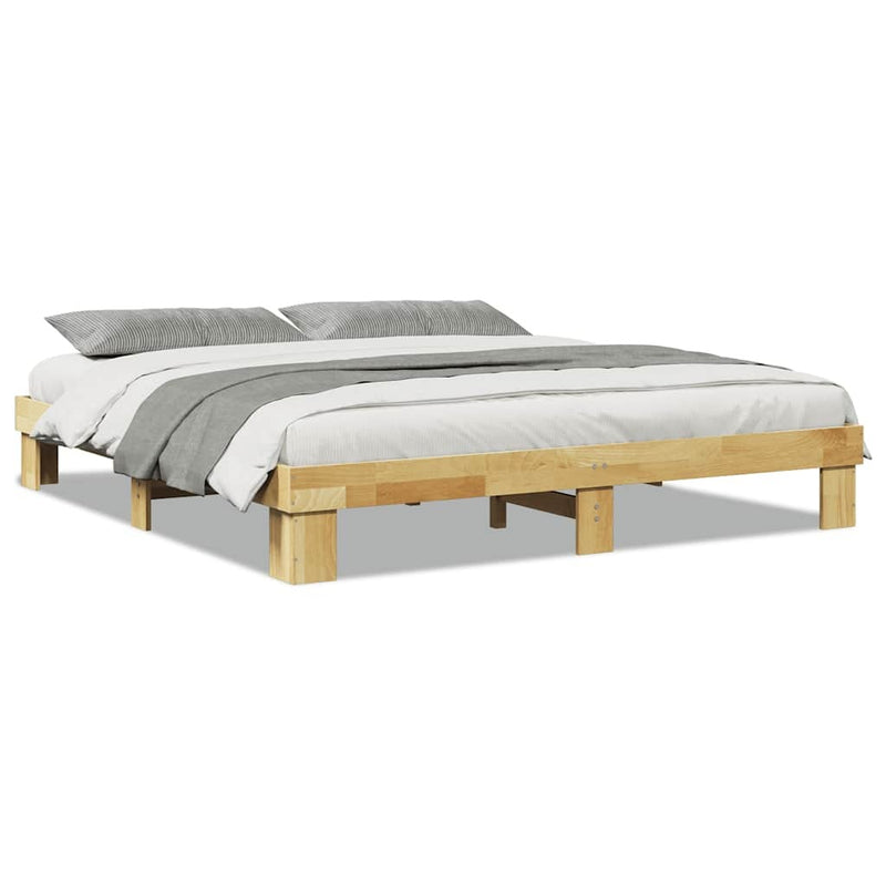 Bed Frame without Mattress 200x200 cm Solid Wood Oak