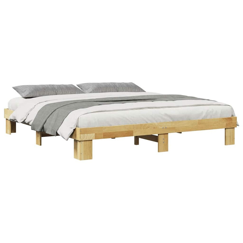 Bed Frame without Mattress 200x200 cm Solid Wood Oak