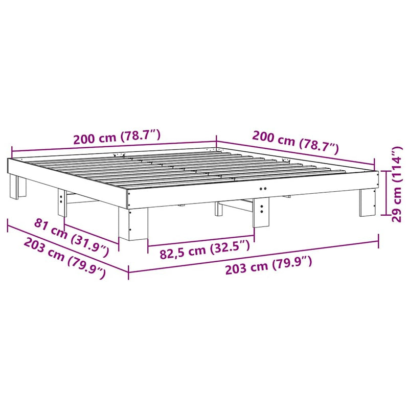 Bed Frame without Mattress 200x200 cm Solid Wood Oak