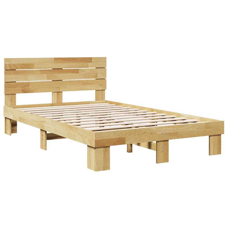 Bed Frame with Headboard without Mattress 120x190 cm Solid Wood Oak