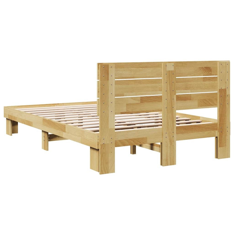 Bed Frame with Headboard without Mattress 120x190 cm Solid Wood Oak