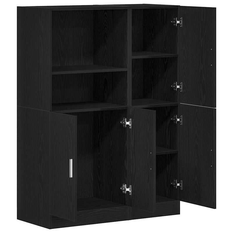 2 Piece Kitchen Cabinet Set Black Engineered Wood