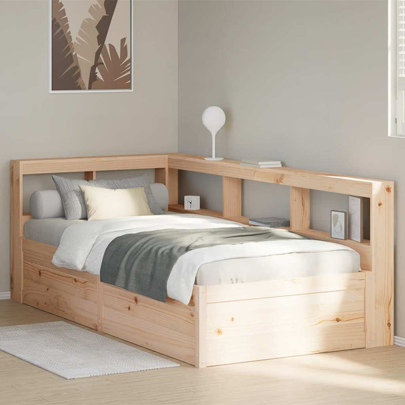 Bookcase Bed without Mattress 90x190cm Solid Wood Pine