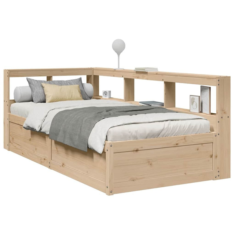 Bookcase Bed without Mattress 90x190cm Solid Wood Pine