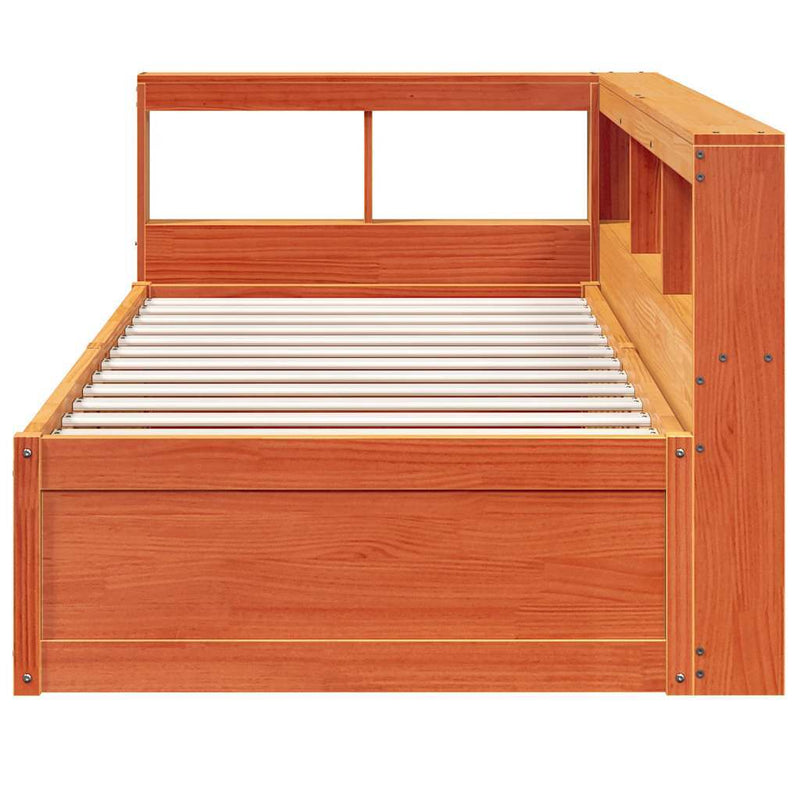 Bookcase Bed without Mattress Wax Brown 90x190cm Solid Wood Pine