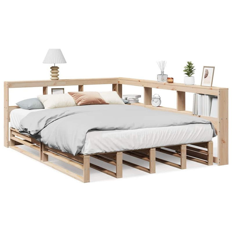 Bookcase Bed without Mattress 140x200cm Solid Wood Pine