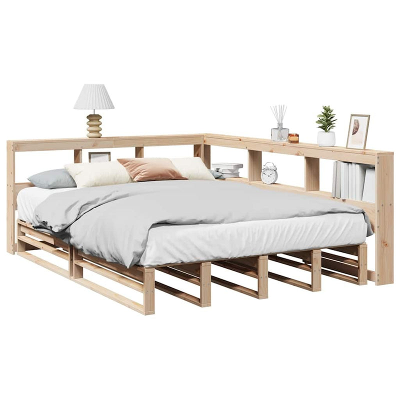 Bookcase Bed without Mattress 140x200cm Solid Wood Pine