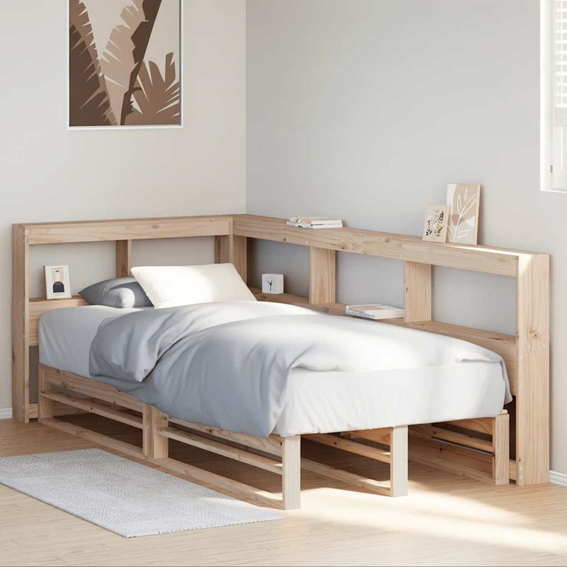 Bookcase Bed without Mattress 90x200cm Solid Wood Pine