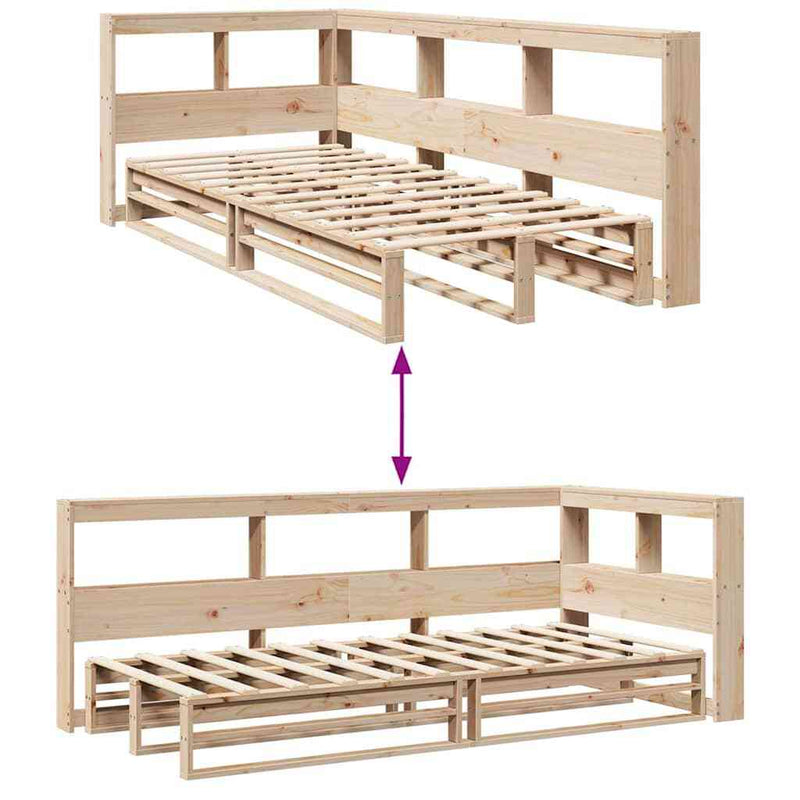 Bookcase Bed without Mattress 90x200cm Solid Wood Pine