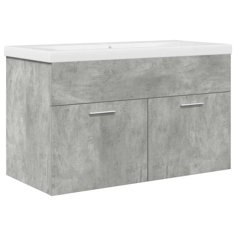 Bathroom Sink Cabinet with Built-in Basin and Faucet Concrete Grey