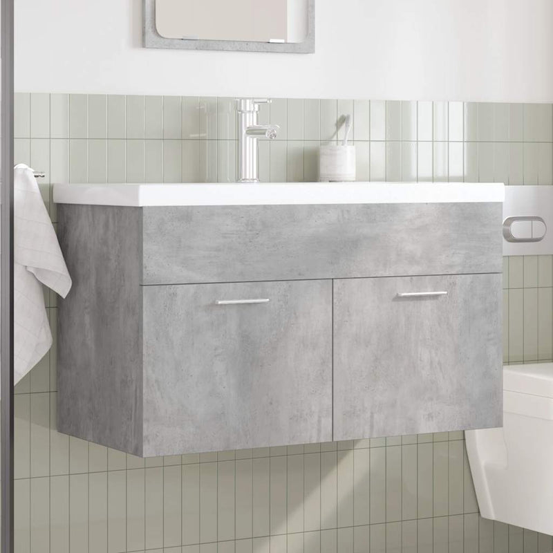 Bathroom Sink Cabinet with Built-in Basin and Faucet Concrete Grey