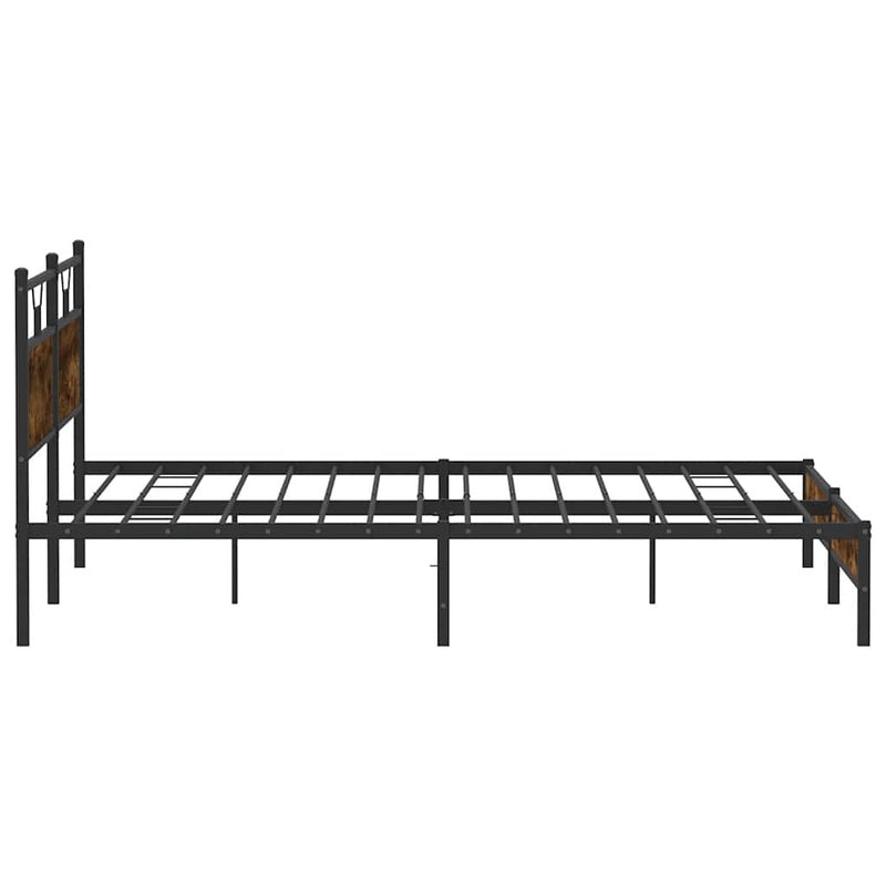 Metal Bed Frame without Mattress Smoked Oak 193x203 cm