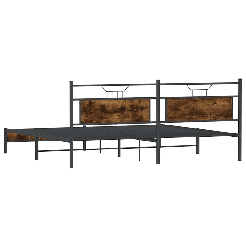 Metal Bed Frame without Mattress Smoked Oak 193x203 cm