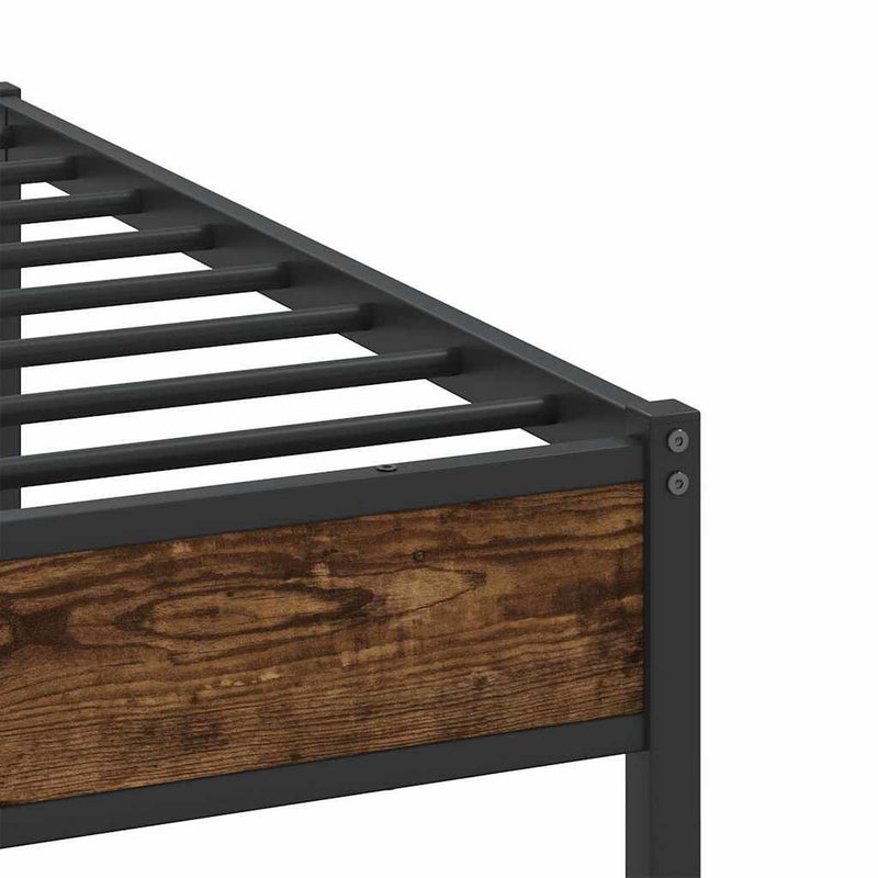 Metal Bed Frame without Mattress Smoked Oak 193x203 cm