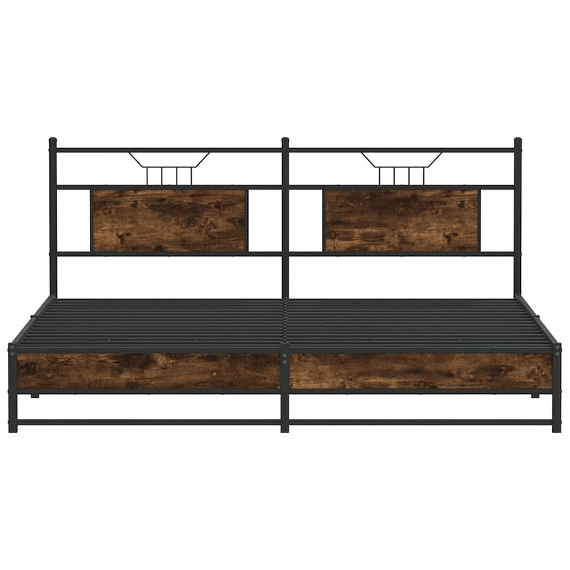 Metal Bed Frame without Mattress Smoked Oak 180x200 cm Super King