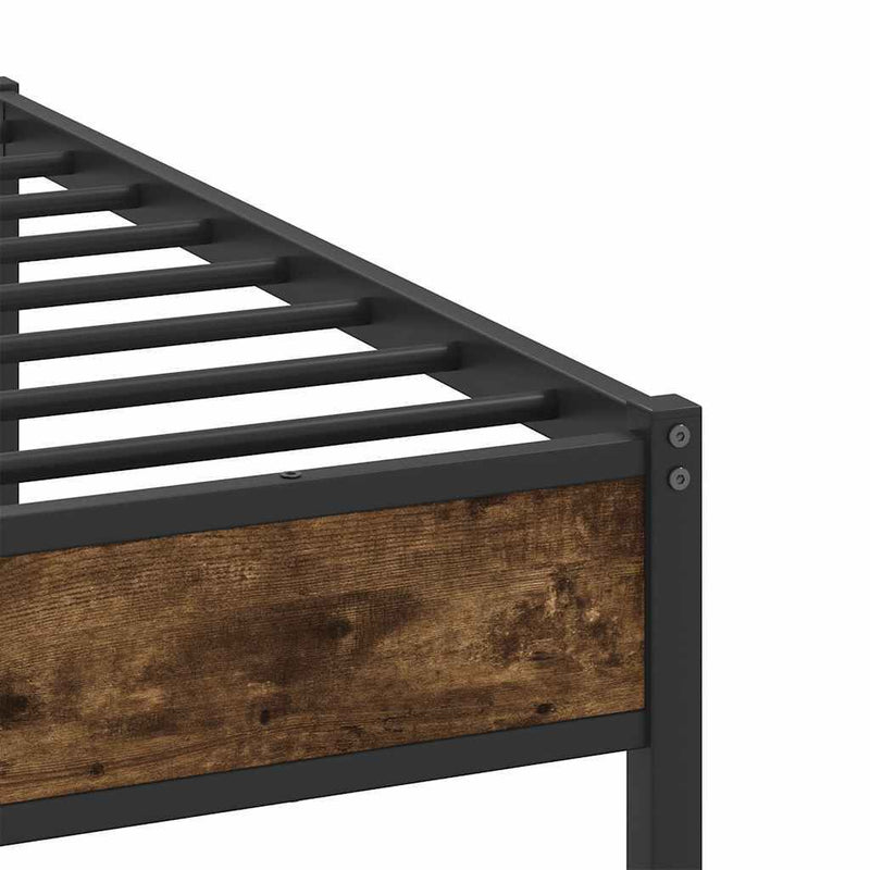 Metal Bed Frame without Mattress Smoked Oak 180x200 cm Super King