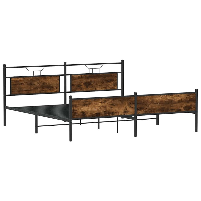 Metal Bed Frame without Mattress Smoked Oak 183x213 cm