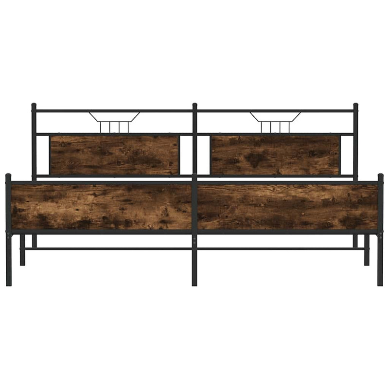 Metal Bed Frame without Mattress Smoked Oak 193x203 cm