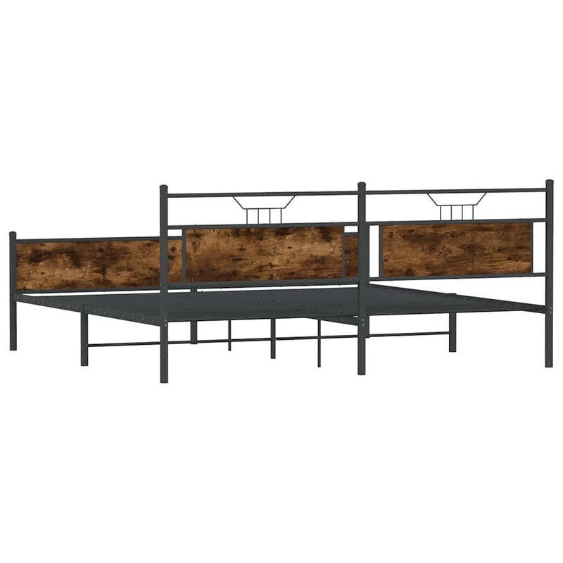 Metal Bed Frame without Mattress Smoked Oak 193x203 cm