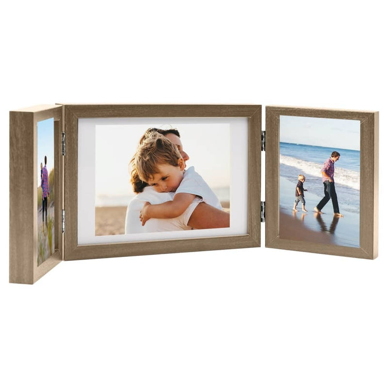 Trifold Photo Frame Collage Light Brown 28x18 cm+2x