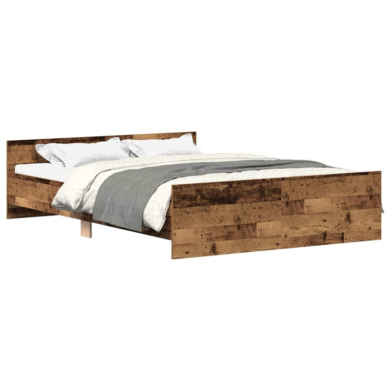 Bed Frame without Mattress Old Wood 140x190cm Engineered Wood