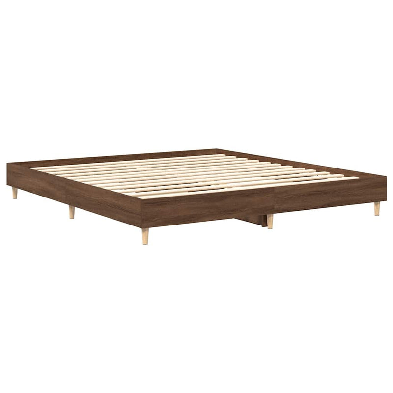 Bed Frame without Mattress Brown Oak 180x200cm Engineered Wood