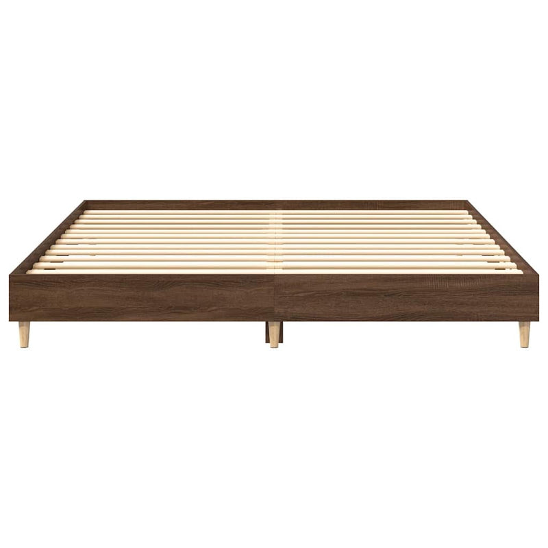 Bed Frame without Mattress Brown Oak 180x200cm Engineered Wood