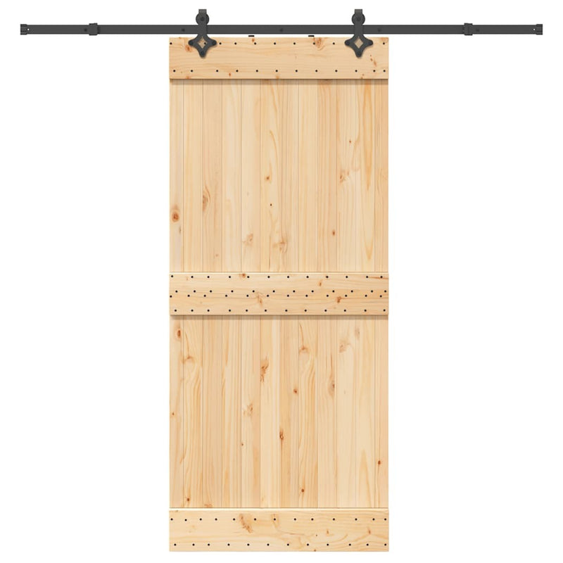 Sliding Door with Hardware Set 90x210 cm Solid Wood Pine