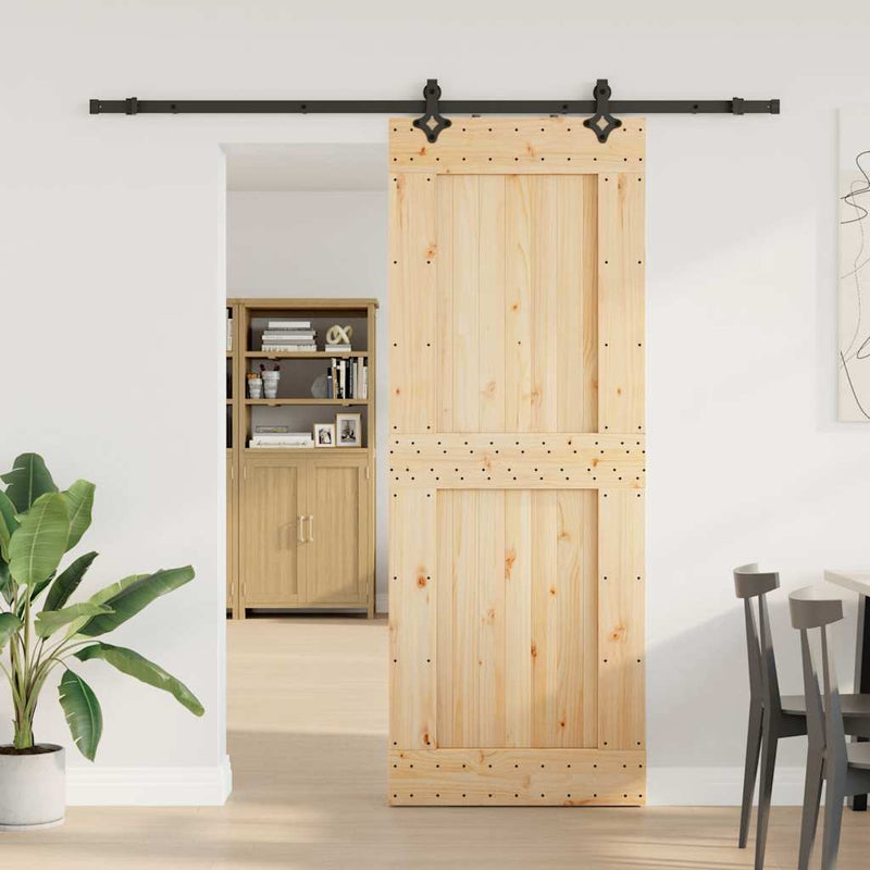 Sliding Door with Hardware Set 85x210 cm Solid Wood Pine