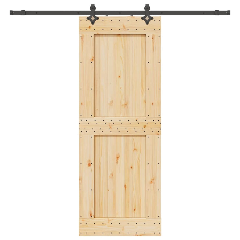 Sliding Door with Hardware Set 85x210 cm Solid Wood Pine