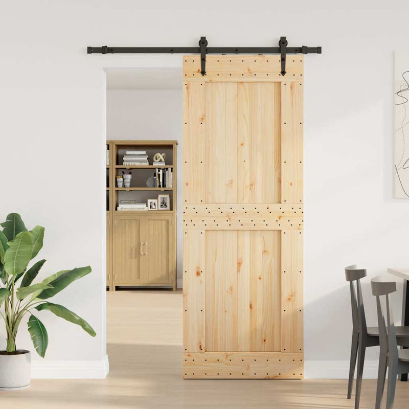 Sliding Door with Hardware Set 85x210 cm Solid Wood Pine