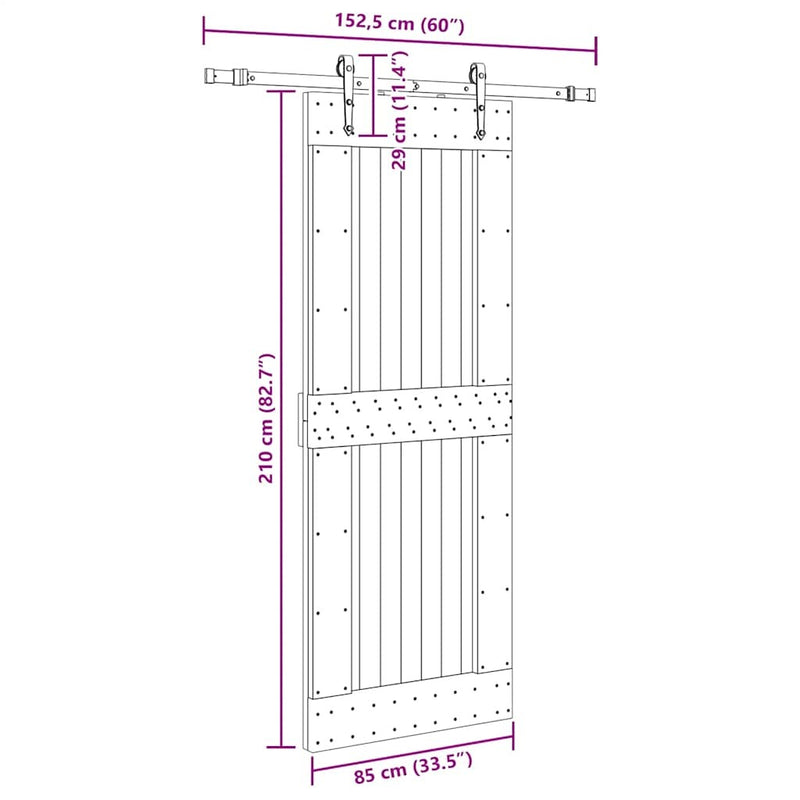 Sliding Door with Hardware Set 85x210 cm Solid Wood Pine