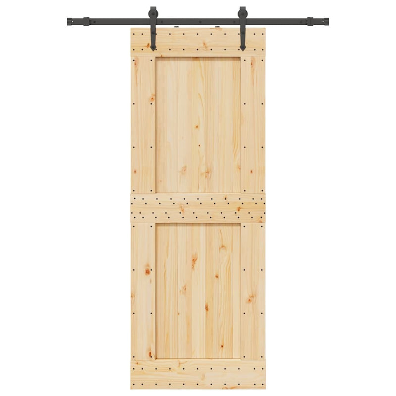 Sliding Door with Hardware Set 85x210 cm Solid Wood Pine