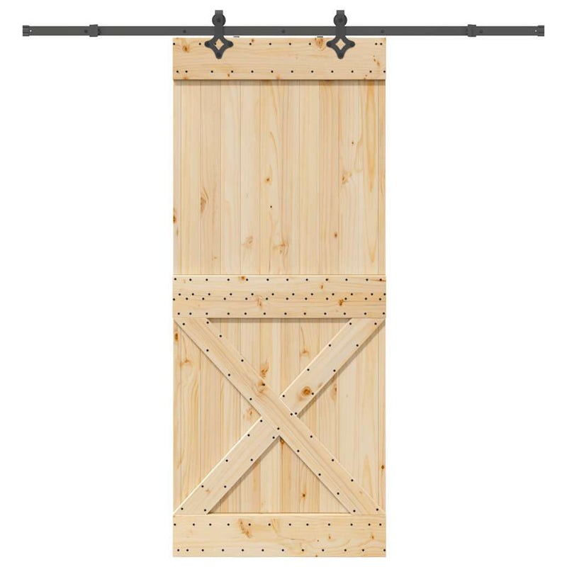 Sliding Door with Hardware Set 95x210 cm Solid Wood Pine