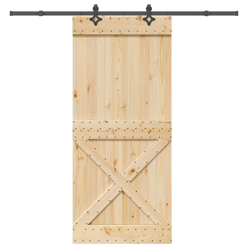 Sliding Door with Hardware Set 100x210 cm Solid Wood Pine