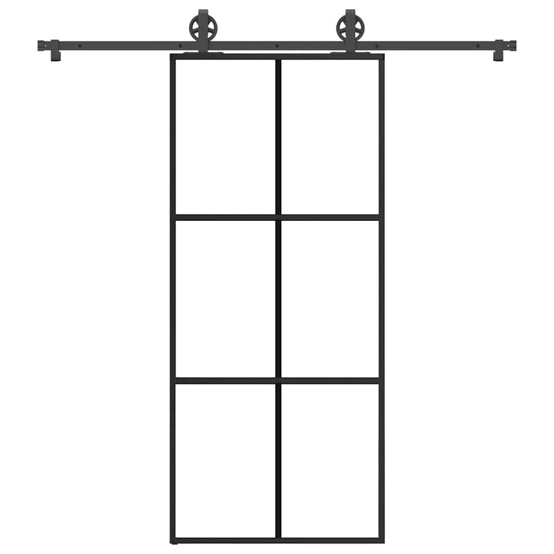 Sliding Door with Hardware Set 90x205 cm ESG Glass&Aluminium