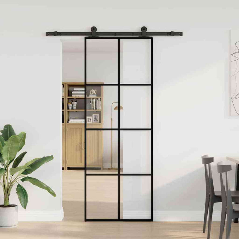 Sliding Door with Hardware Set 76x205 cm ESG Glass&Aluminium