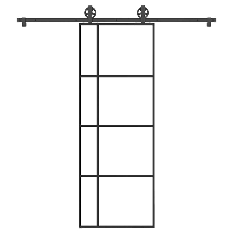 Sliding Door with Hardware Set 76x205 cm ESG Glass&Aluminium