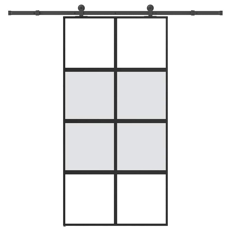 Sliding Door with Hardware Set 102.5x205 cm Tempered Glass and Aluminium