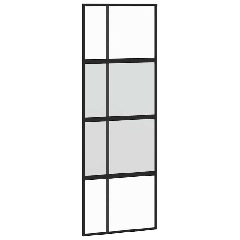 Sliding Door with Hardware Set 76x205 cm Tempered Glass&Aluminium