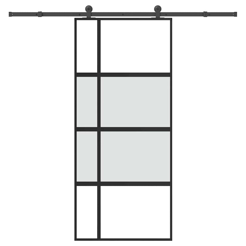 Sliding Door with Hardware Set 90x205 cm Tempered Glass and Aluminium