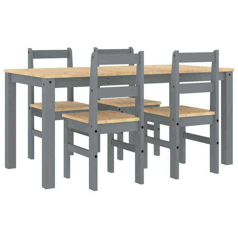 5 Piece Dining Set Panama Grey Solid Wood Pine