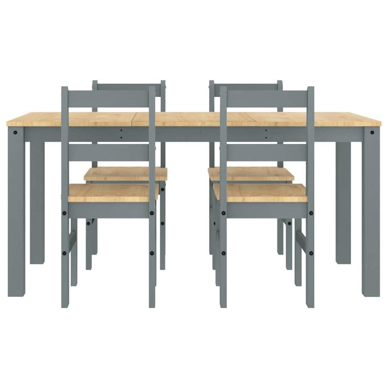 5 Piece Dining Set Panama Grey Solid Wood Pine