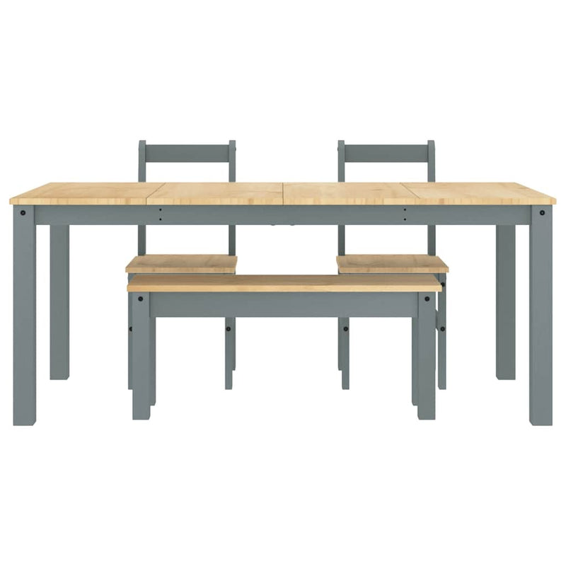 4 Piece Dining Set Panama Grey Solid Wood Pine