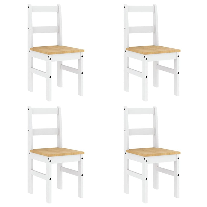 5 Piece Dining Set Panama White Solid Wood Pine