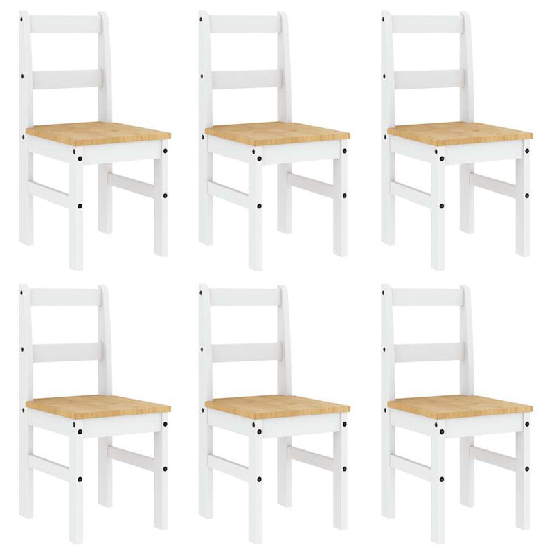 7 Piece Dining Set Panama White Solid Wood Pine