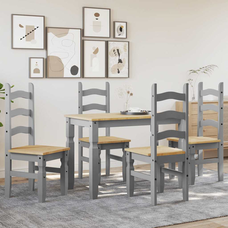 5 Piece Dining Set Panama Grey Solid Wood Pine